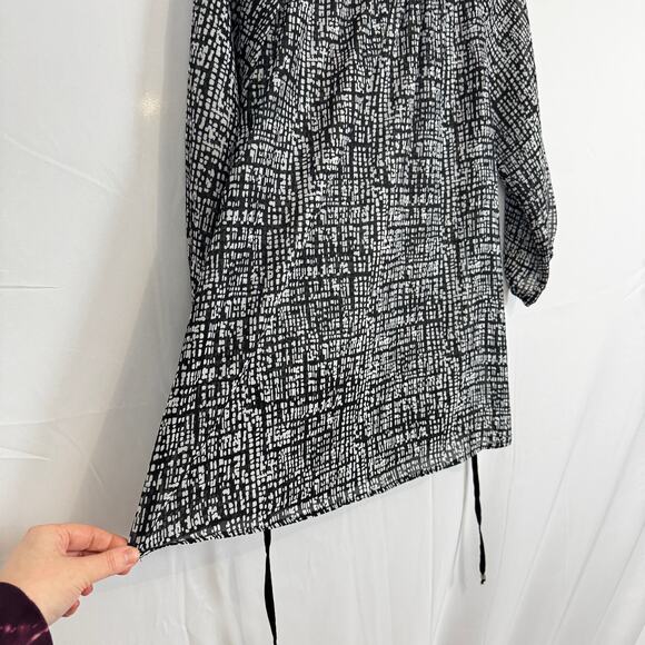 AB Studio Women's Black and White Printed Tunic Top L Made in USA, Retro y2k - Picture 7 of 8
